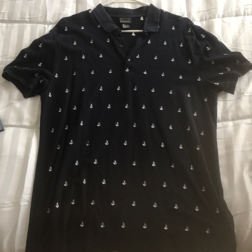 Navy blue anchor print polo